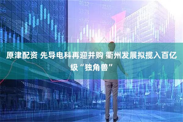 原津配资 先导电科再迎并购 衢州发展拟揽入百亿级“独角兽”